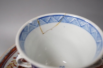 Two Chinese porcelain plates, a cup and cover and a small box, 18th/19th century 16.5cm